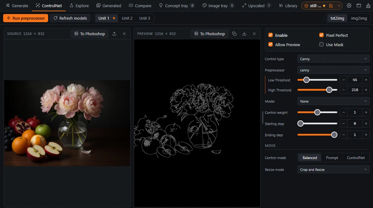 Image Bench ControlNet tab