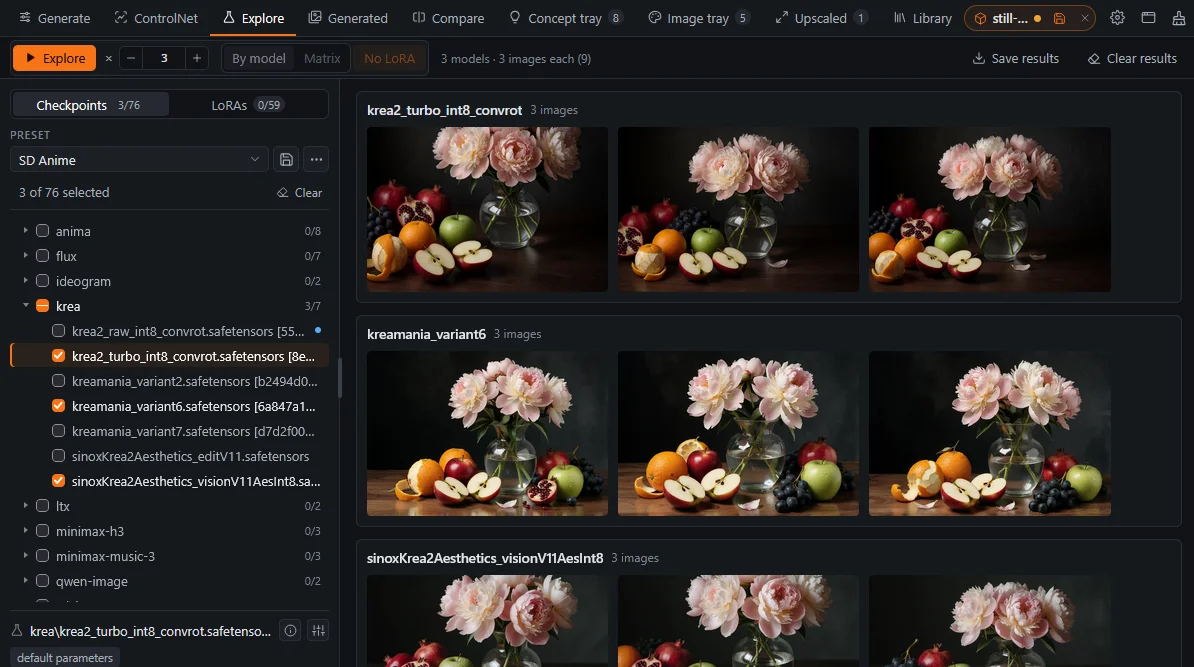 Image Bench Explore tab