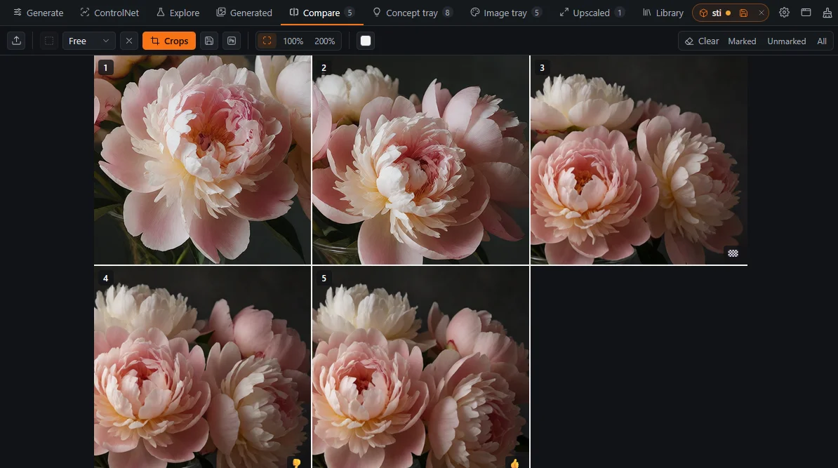 Image Bench Compare tab