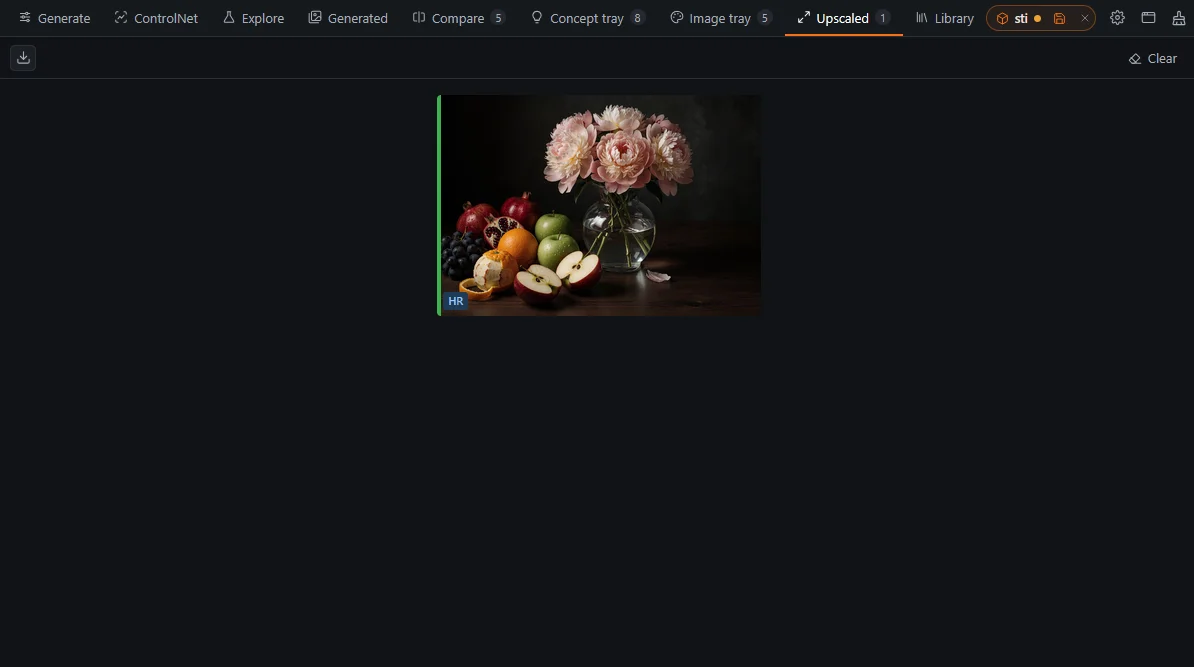 Image Bench Upscaled tab